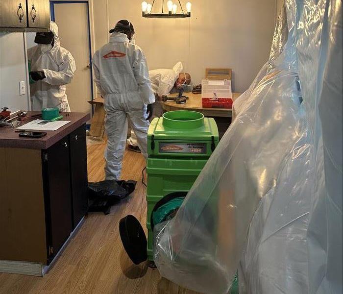 SERVPRO experts in proper PPE performing proper mold remediation steps